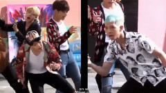 田柾国(防弹少年团),JIMIN(防弹少年团),防弹少年团 - FIRE领舞3三人组对比南硕line