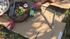 音乐短片 - Village food in my country - How to Grill Egg with bitter gourd and Coca can - How to gill Eggs