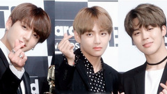 田柾国(防弹少年团),V(防弹少年团) - Topstarnews新闻频 BBMA获奖纪念记者招待会 防弹少年团拍照时间