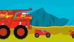音乐短片 - Excavator Scary Monster Trucks For Children  Construction Street Vehicles For Kids