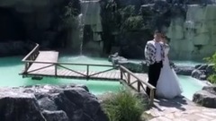 风景,音乐短片 - 无人机起飞在美丽的上海炮台湾公园