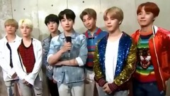 防弹少年团,田柾国(防弹少年团),V(防弹少年团) - Music Station2017 后台待机室防弹少年团问候